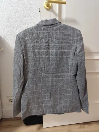 Blazer de cuadros gris hombre