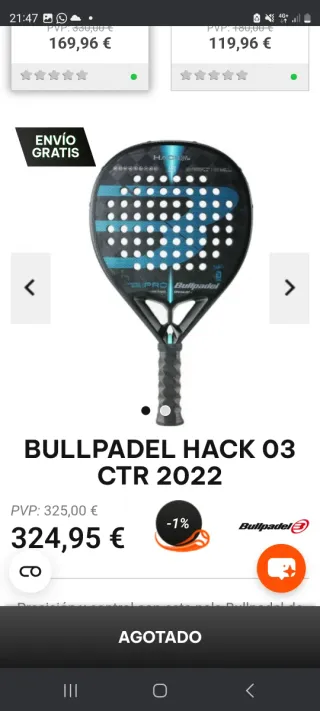 Pala Bullpadel Hack 03 CTR Azul y Negra
