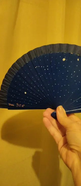 Abanico pintado a mano, estrellas Mini, para bolso