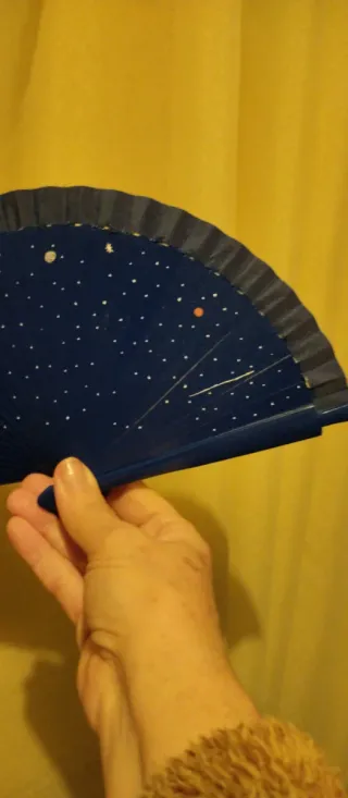 Abanico pintado a mano, estrellas Mini, para bolso