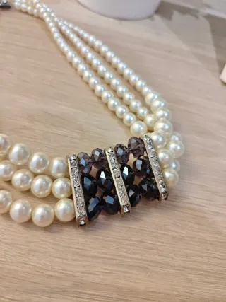 Collar vintage perlas 3 hileras con broche