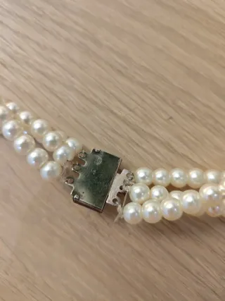 Collar vintage perlas 3 hileras con broche