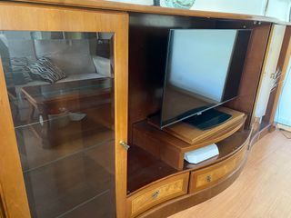 Mueble TV madera y cristal