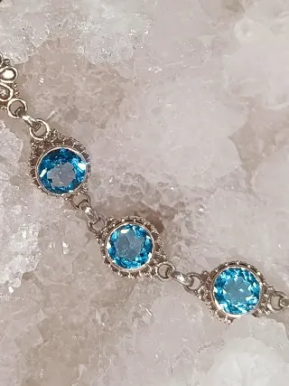 Increíble pulsera Topacios Azul Plata