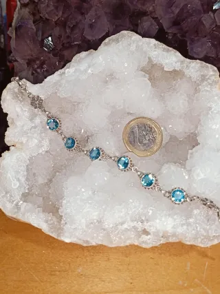 Increíble pulsera Topacios Azul Plata