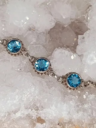 Increíble pulsera Topacios Azul Plata