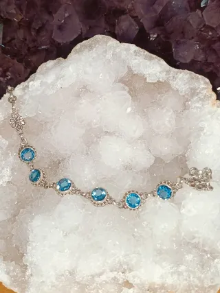 Increíble pulsera Topacios Azul Plata