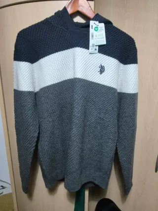 Sudadera US Polo Assn Gris y Blanco
