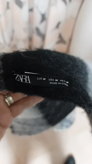 Sciarpa Zara donna quadri bianco nero