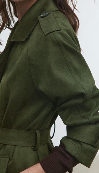 Trench efecto ante verde Stradivarius T. L NUEVO