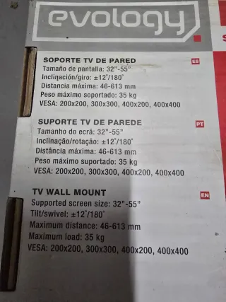 Soporte TV Evology EVO-443L Pared