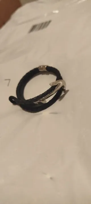 Pulsera Lotus Ancla Negra y Plateada