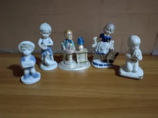 Lotto 5 Statuine Porcellana Vintage Bambini