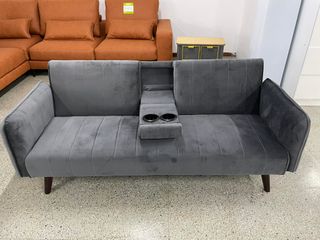 Sofá Cama Gris con Portavasos + Envio