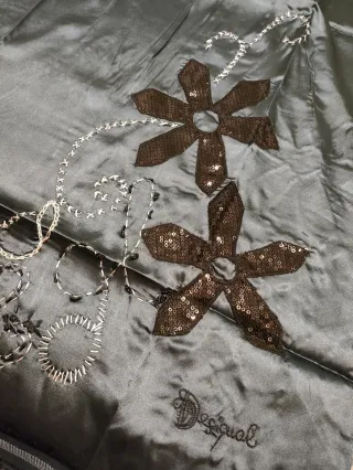 Vestido Desigual seda negro y azul marino