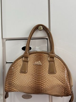 Bolso Piel Serpiente Marrón Dorado