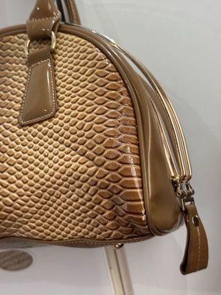 Bolso Piel Serpiente Marrón Dorado