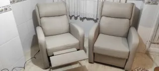 2 Sillones Eléctricos Reclinables Beige