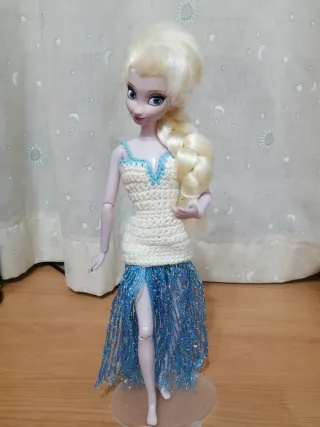 Muñeca Elsa Frozen Disney Store + Vestido Crochet