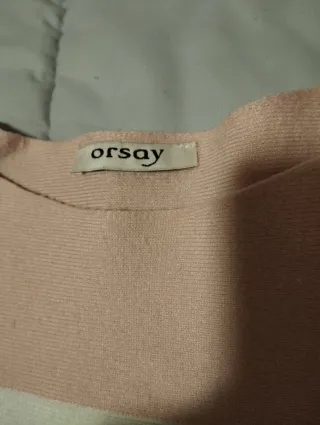 Jersey Orsay tricolor gris y rosa, blanco