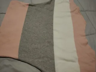 Jersey Orsay tricolor gris y rosa, blanco