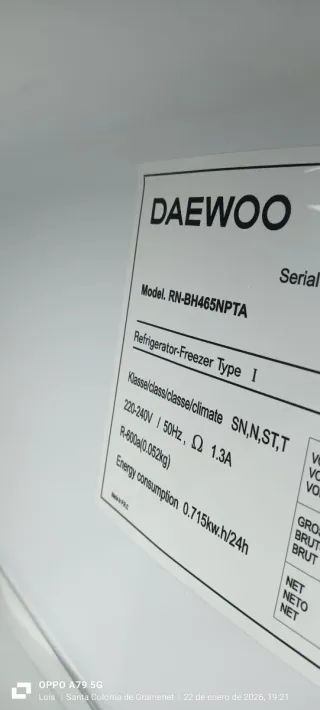 NEVERA COMBI DAEWOO NO FROST ENERGÍA A+