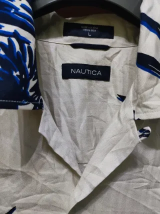 Camicia Nautica Seta Fantasia Floreale Blu Taglia