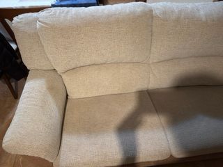 Sofá 3 plazas beige y marrón