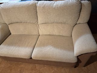 Sofá 3 plazas beige y marrón