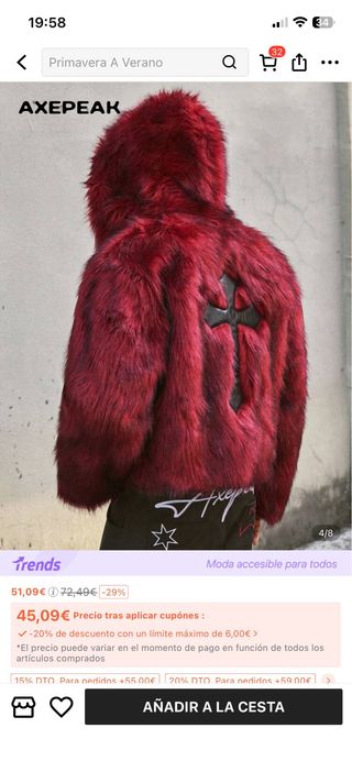 Chaqueta peluda AXEPEAK roja