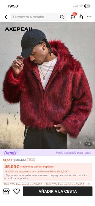 Chaqueta peluda AXEPEAK roja