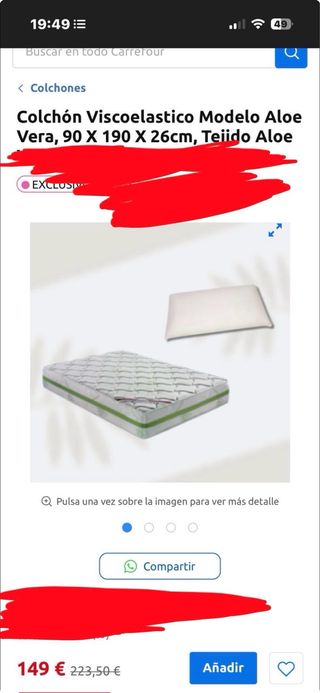 Colchón Aloe Vera Viscoelástico, muy poco uso