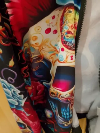 Chaqueta Bomber Calavera Flores Multicolor