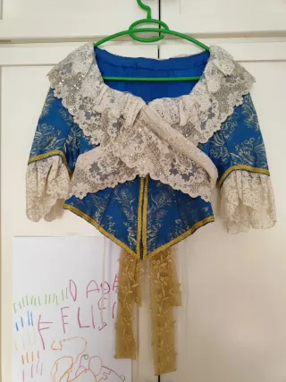 Traje Fallera Brocado Azul + Corpiño Largo
