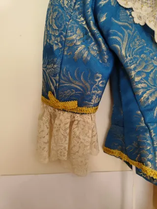 Traje Fallera Brocado Azul + Corpiño Largo