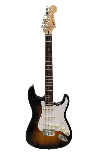 GUITARRA ELECTRICA FENDER SQUIER STRATOCASTER NEGRA-MARRON *DETALLES ESTETICOS*
