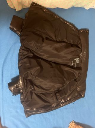 Chaqueta Puffer Cuero Mujer Negra