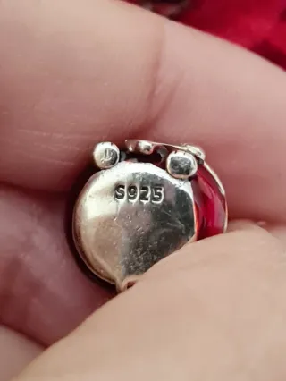 Charm Gatto Portafortuna Rosso Argento S925