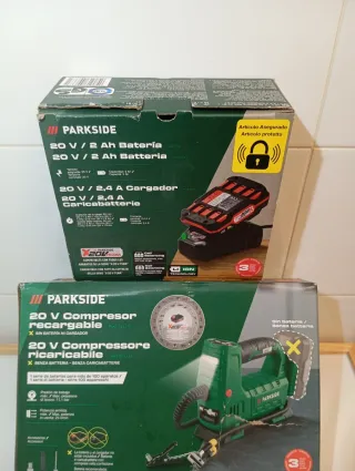 Compresor coche Parkside 20V + Batería y Cargador