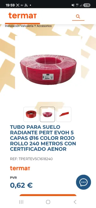 Tubo Suelo Radiante PERT EVOH 5 Capas Ø16