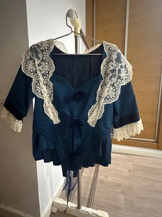 Corpiño de fallera azul y beige con lazos