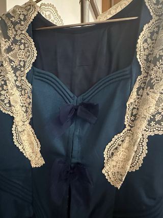 Corpiño de fallera azul y beige con lazos