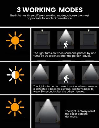 2 Farolas Solares LED con Sensor Movimiento