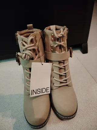 Botines Inside Beige/Marrón Tacón