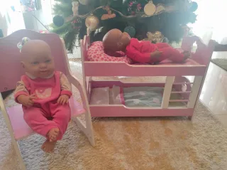 Cuna y Silla de Juguete Rosa