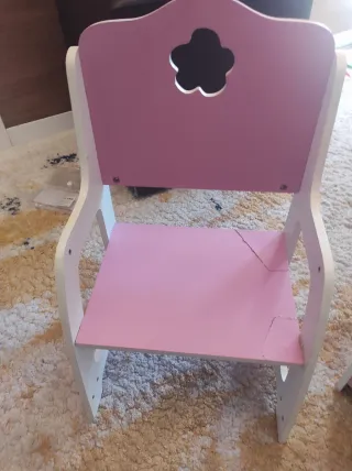 Cuna y Silla de Juguete Rosa