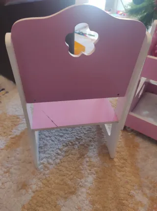 Cuna y Silla de Juguete Rosa