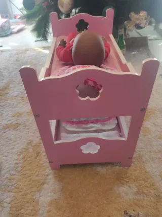 Cuna y Silla de Juguete Rosa