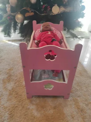 Cuna y Silla de Juguete Rosa