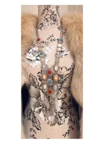 Collana bohémien boho multicolor argento